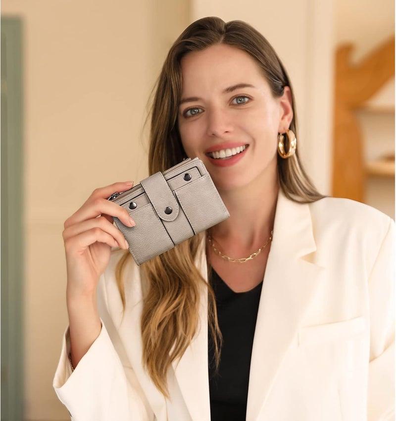 CLUCI Small Wallet for Women Leather Slim Womens Wallet Bifold Multi Card Holder Organizer Designer with Removable ID Window - Image 2